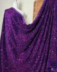 Purple Sequins on Stretch Velvet Fabric, Luxury Violet Sequined Fabric by the yard for Dresses Gowns, Bows, Premium Quality Lowest Price - from Gala Textile