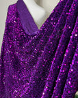 Purple Sequins on Stretch Velvet Fabric, Luxury Violet Sequined Fabric by the yard for Dresses Gowns, Bows, Premium Quality Lowest Price - from Gala Textile