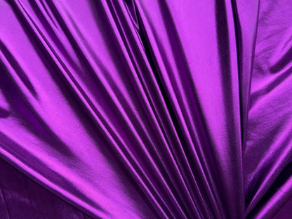 Purple Spandex Lame Foil Fabric by Yard 4 way Stretch Purple Metallic Fabric Lame, All Over Foil on Stretch Knit for Apparel Dresses Gowns - from Gala Textile