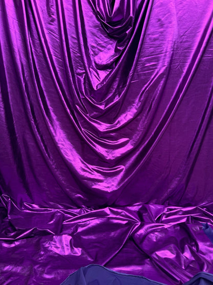 Purple Spandex Lame Foil Fabric by Yard 4 way Stretch Purple Metallic Fabric Lame, All Over Foil on Stretch Knit for Apparel Dresses Gowns - from Gala Textile