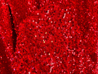 Red Sequins on Stretch Velvet Fabric By Yard 2 Way Stretch Red Velvet Stephanie All - Over Sparkles Sequins, for Bridal Dresses, Gowns, Bows - from Gala Textile