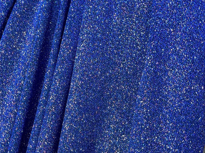 Royal Blue 4 Way Stretch Lurex Knit Fabric, Shimmery Dance Wear Fabric, Blue Glittery Nylon Spandex By Yard, Premium Quality Material - from Gala Textile