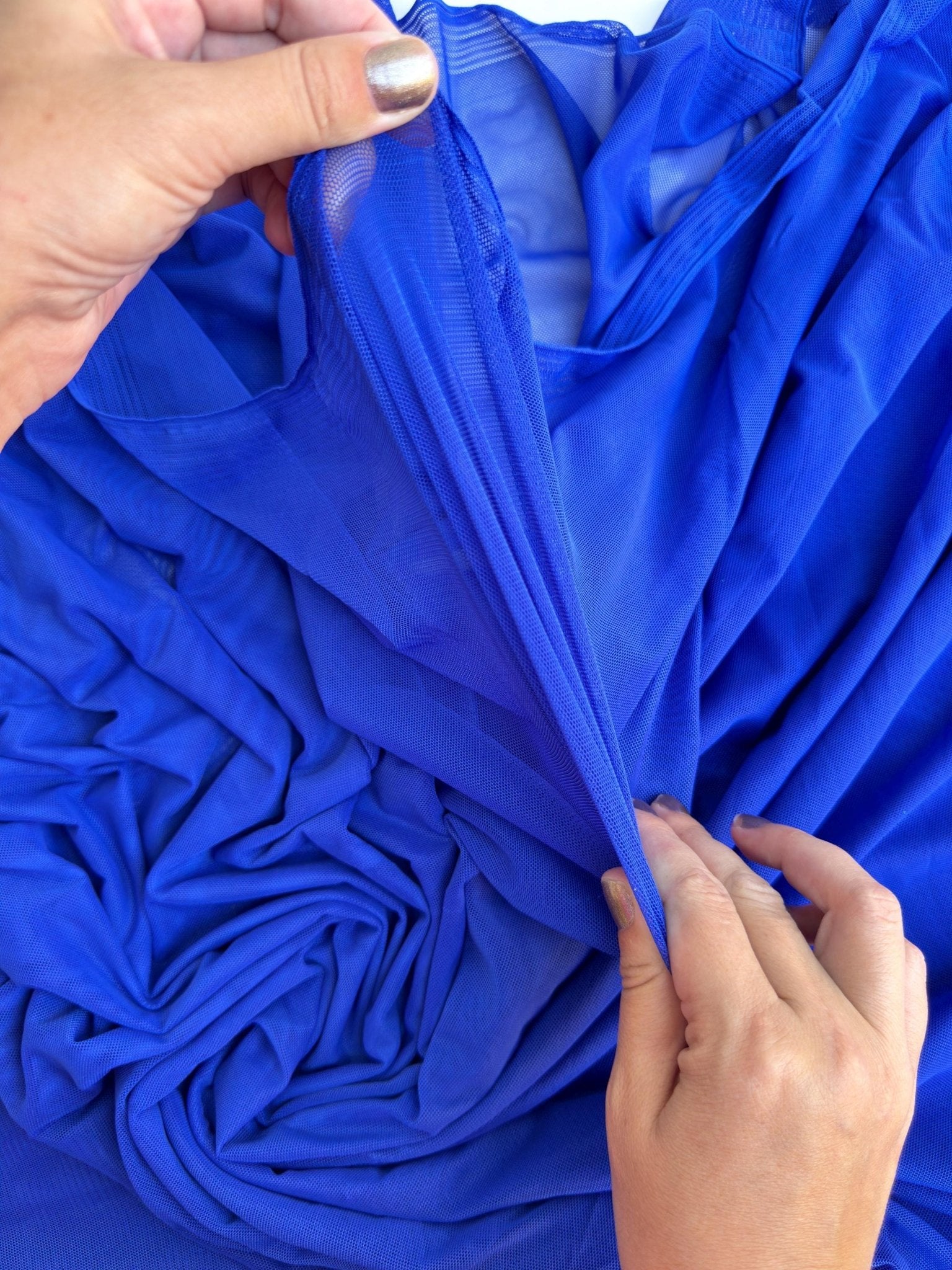 Royal Blue 4 - Way Stretch Power Mesh Fabric by Yard, Luxury Sheer Soft for Bridal, Yoga Wear, Dresses, Lingerie, Activewear Event Decoration - from Gala Textile