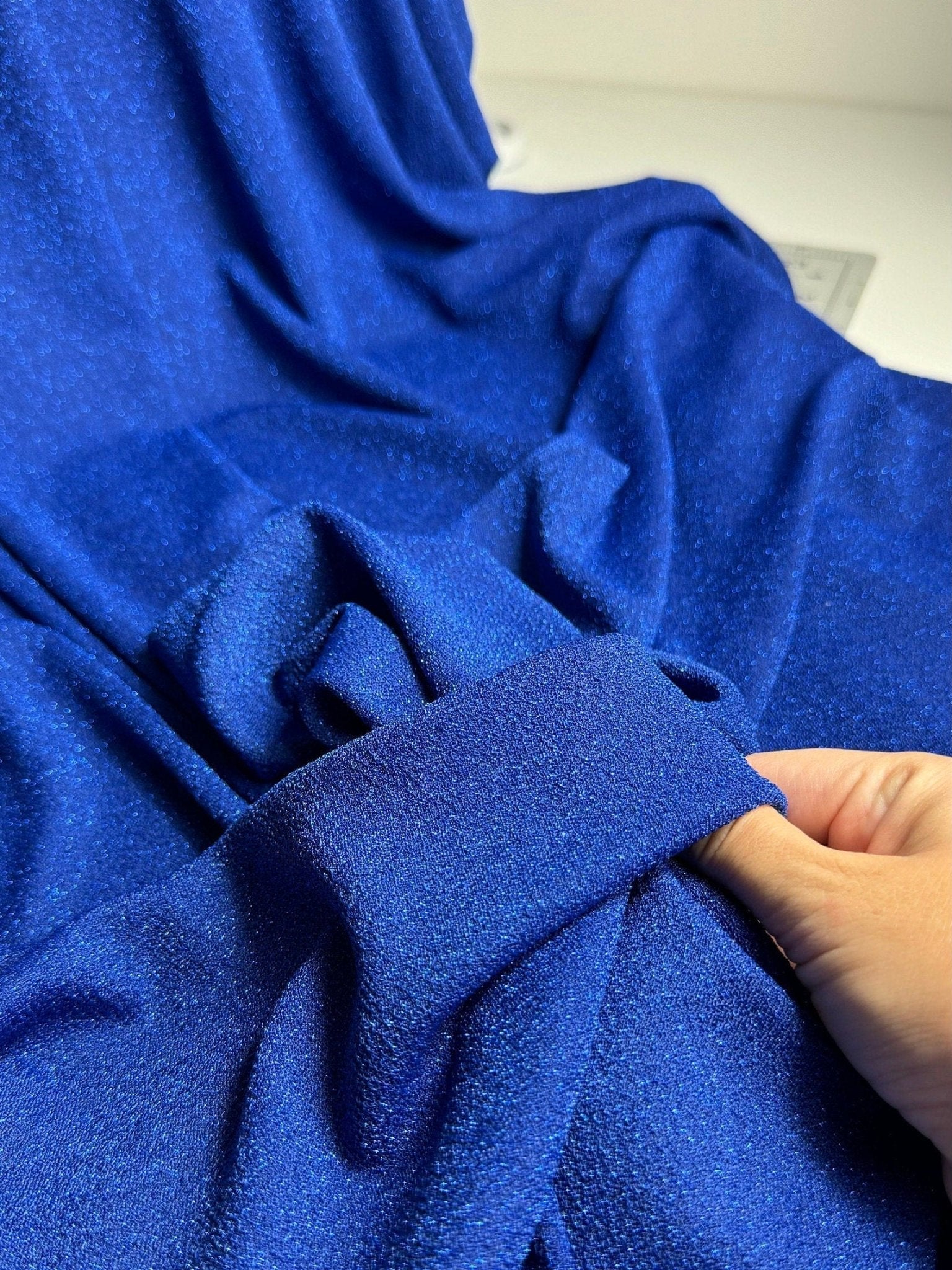 Royal Blue Spandex Lurex Knit Fabric, 4 Way Stretch Shimmery Dance Wear Fabric, Blue Glittery Nylon Spandex By Yard, Premium Quality 60&#39;&#39; - from Gala Textile