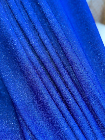 Royal Blue Spandex Lurex Knit Fabric, 4 Way Stretch Shimmery Dance Wear Fabric, Blue Glittery Nylon Spandex By Yard, Premium Quality 60'' - from Gala Textile