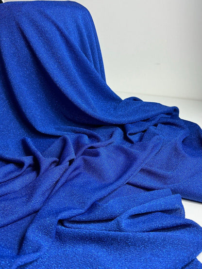 Royal Blue Spandex Lurex Knit Fabric, 4 Way Stretch Shimmery Dance Wear Fabric, Blue Glittery Nylon Spandex By Yard, Premium Quality 60'' - from Gala Textile