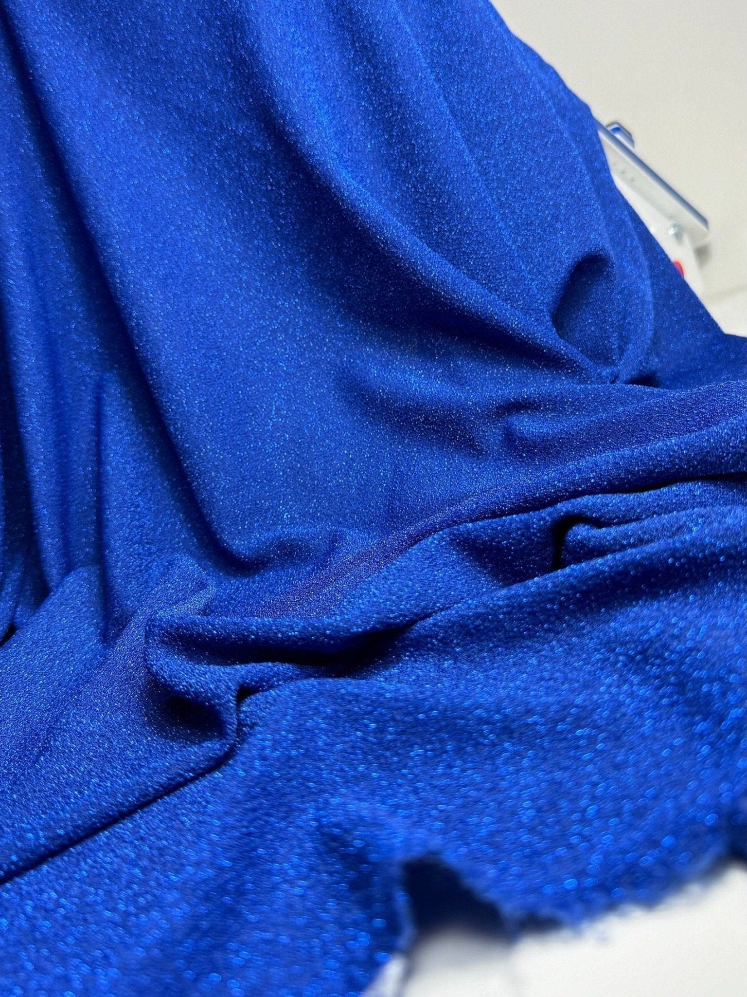 Royal Blue Spandex Lurex Knit Fabric, 4 Way Stretch Shimmery Dance Wear Fabric, Blue Glittery Nylon Spandex By Yard, Premium Quality 60&#39;&#39; - from Gala Textile