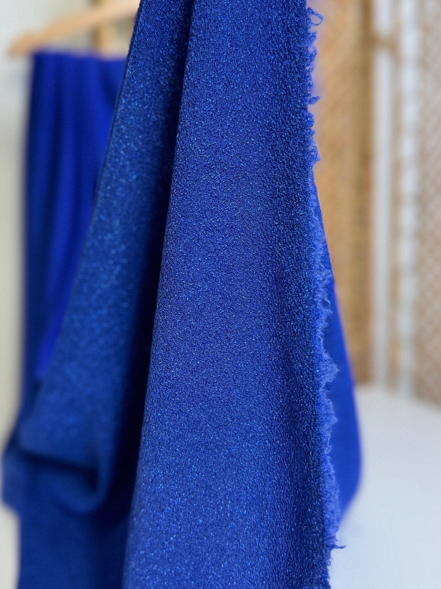 Royal Blue Spandex Lurex Knit Fabric, 4 Way Stretch Shimmery Dance Wear Fabric, Blue Glittery Nylon Spandex By Yard, Premium Quality 60&#39;&#39; - from Gala Textile