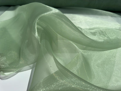 Sage Crystal Organza Fabric By the Yard, Shinny Green Organza Material for Wedding Wear, Evening Gowns, Event Decoration, Bows Making Fabric - from Gala Textile