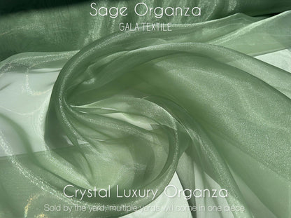 Sage Crystal Organza Fabric By the Yard, Shinny Green Organza Material for Wedding Wear, Evening Gowns, Event Decoration, Bows Making Fabric - from Gala Textile