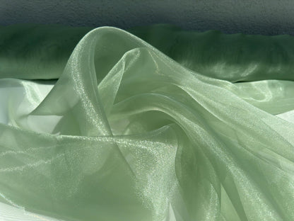 Sage Crystal Organza Fabric By the Yard, Shinny Green Organza Material for Wedding Wear, Evening Gowns, Event Decoration, Bows Making Fabric - from Gala Textile