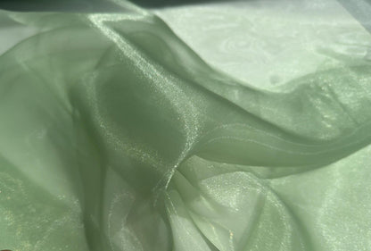 Sage Crystal Organza Fabric By the Yard, Shinny Green Organza Material for Wedding Wear, Evening Gowns, Event Decoration, Bows Making Fabric - from Gala Textile