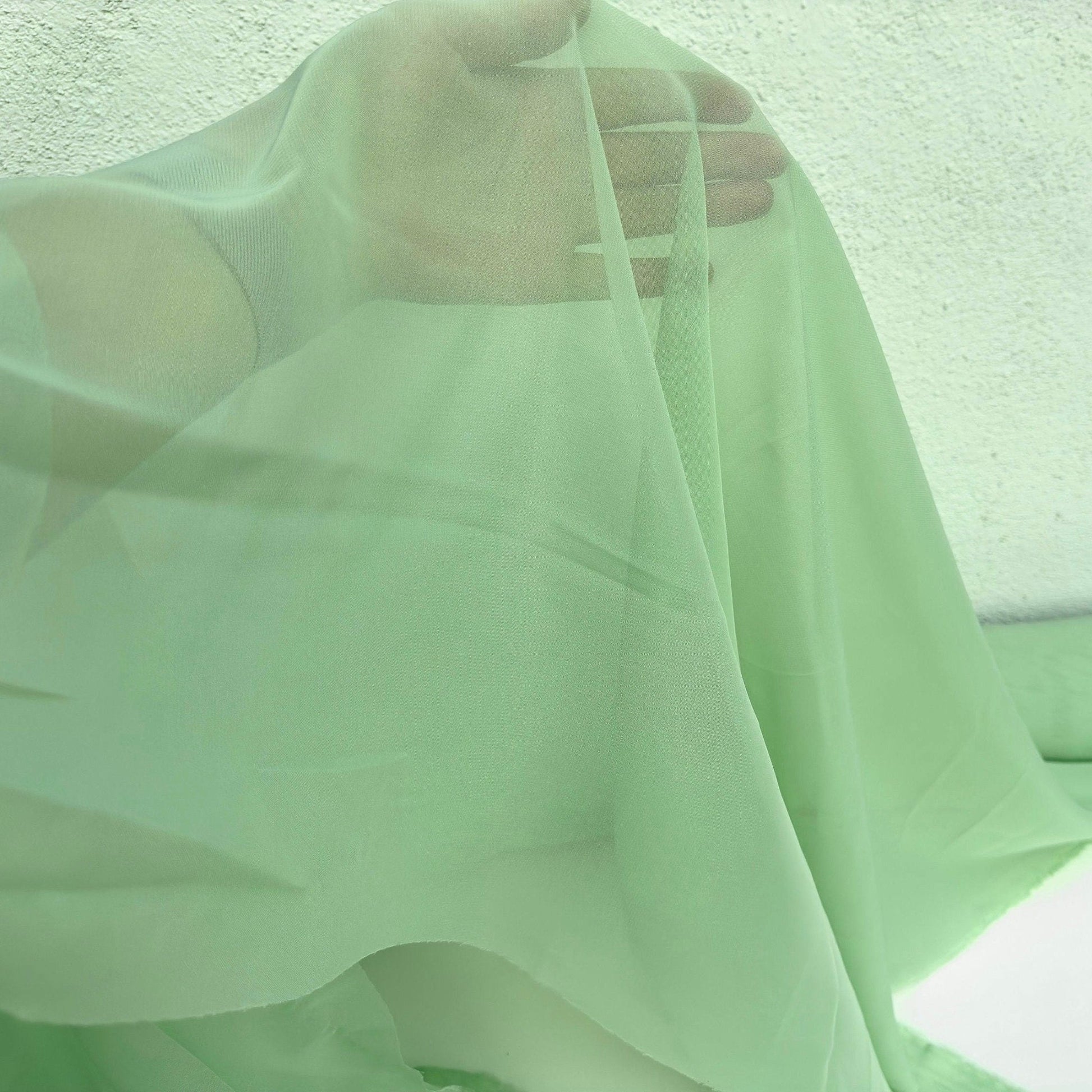 Sage Green Chiffon Fabric By Yard, Light Green Material Chiffon Sheer Light Weight Green Chiffon Fabric for Dress, Veil Arch Decoration - from Gala Textile