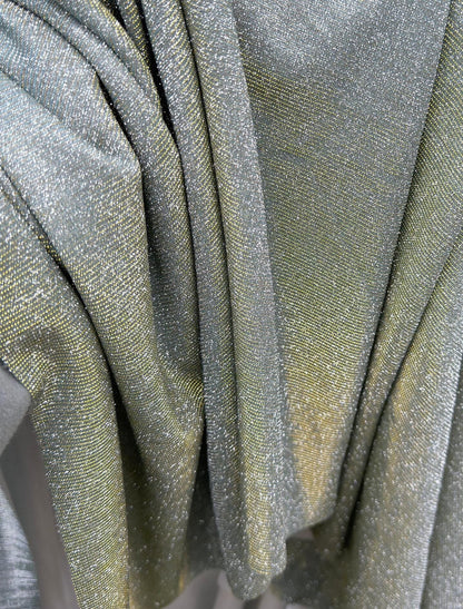 Sage Green Lurex Shimmer Knit Fabric by Yard Reflective Sage Spandex, Glittery Fabric for Evening Gowns, Bridal Gowns, Backdrops Bows Crafts - from Gala Textile