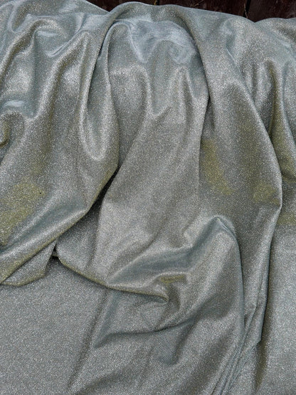 Sage Green Lurex Shimmer Knit Fabric by Yard Reflective Sage Spandex, Glittery Fabric for Evening Gowns, Bridal Gowns, Backdrops Bows Crafts - from Gala Textile