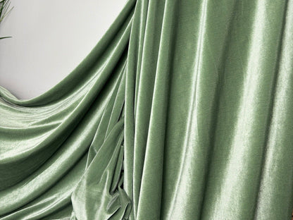 Sage Green Stretch Velvet Fabric By Yard Green Material Polyester Velvet Fabric for Bows Top Knots Head Wraps Scrunchies, Gowns Bridal Decor - from Gala Textile