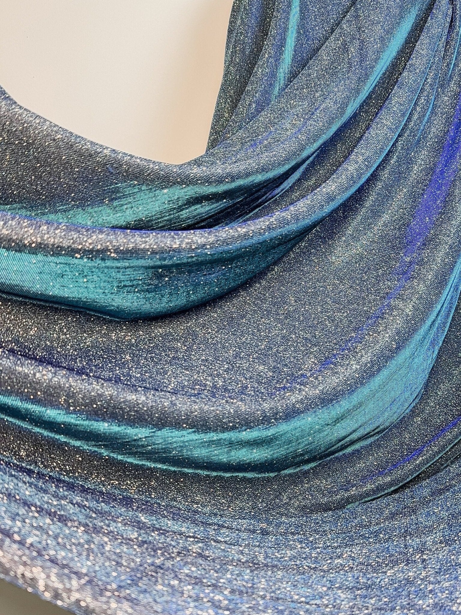 Slate Blue Foam Lurex Glitter Fabric by Yard, Fade Blue Sparkling Lure Gala Textile Slate Blue Foam Lurex Glitter Fabric by Yard, Fade Blue Sparkling Lure Gala Textile