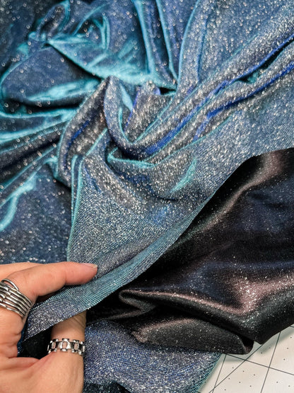 Slate Blue Foam Lurex Glitter Fabric by Yard, Fade Blue Sparkling Lurex for Shimmery Dress, Gown, Drapes Luxury Fabric, Premium Quality - from Gala Textile