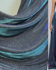 Slate Blue Foam Lurex Glitter Fabric by Yard, Fade Blue Sparkling Lurex for Shimmery Dress, Gown, Drapes Luxury Fabric, Premium Quality - from Gala Textile