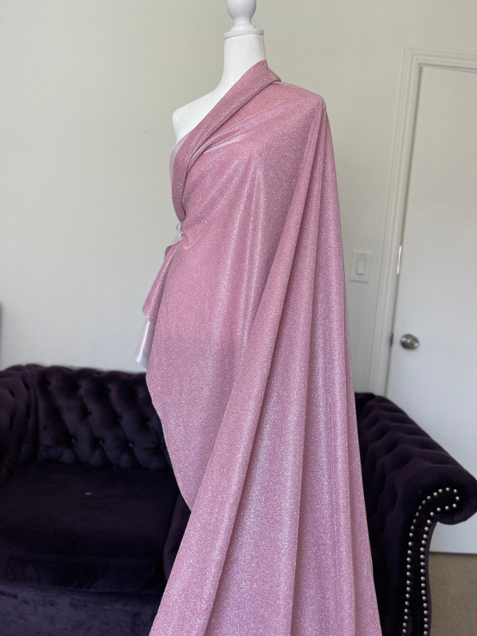 Sparkling Blush Pink Lurex Glitter Fabric by the Yard Metallic Dusty Rose Shimmer Material Perfect forDIY Crafts Sewing &amp; Glamorous Projects - from Gala Textile