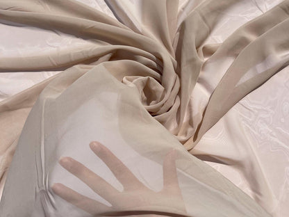 Taupe Chiffon Fabric By Yard, Sheer Fabric Light Weight Chiffon, Cream Bridal Neutral Material for Drapes, Dress Arch Draping Fabric - from Gala Textile