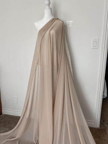 Taupe Chiffon Fabric By Yard, Sheer Fabric Light Weight Chiffon, Cream Bridal Neutral Material for Drapes, Dress Arch Draping Fabric - from Gala Textile