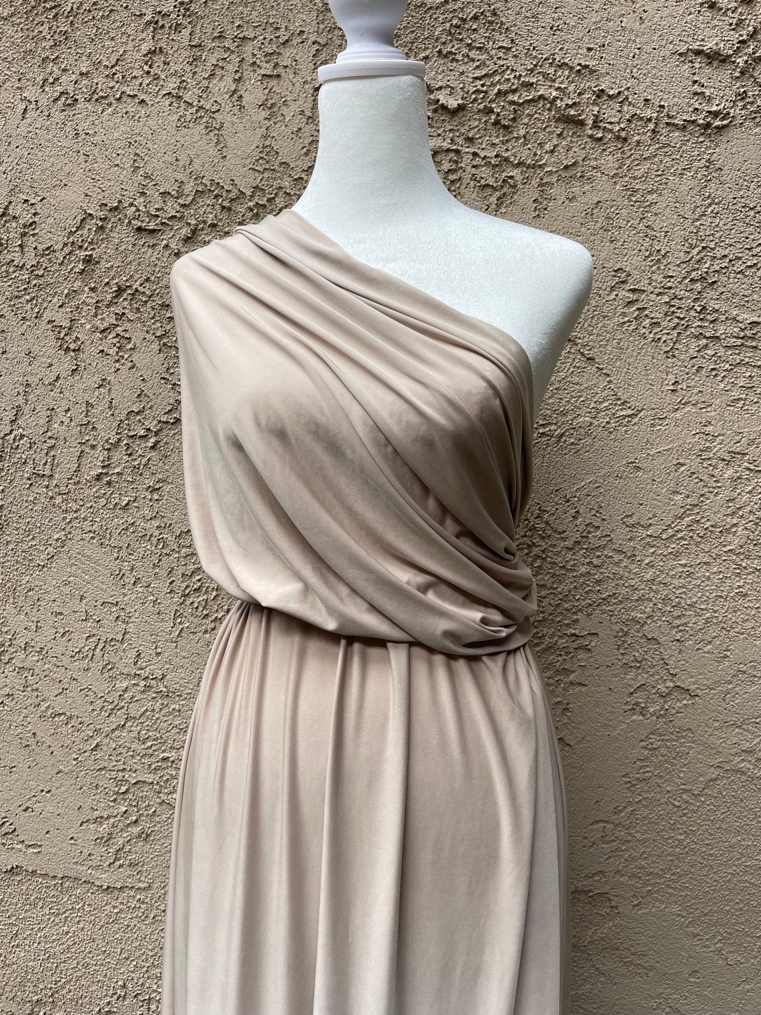 Taupe Venezia Spandex Fabric by Yard, Nude 4 Way Stretch Material for Dress making, Gowns Dance Wear, Swimsuit Fabric Arch Event Decoration - from Gala Textile