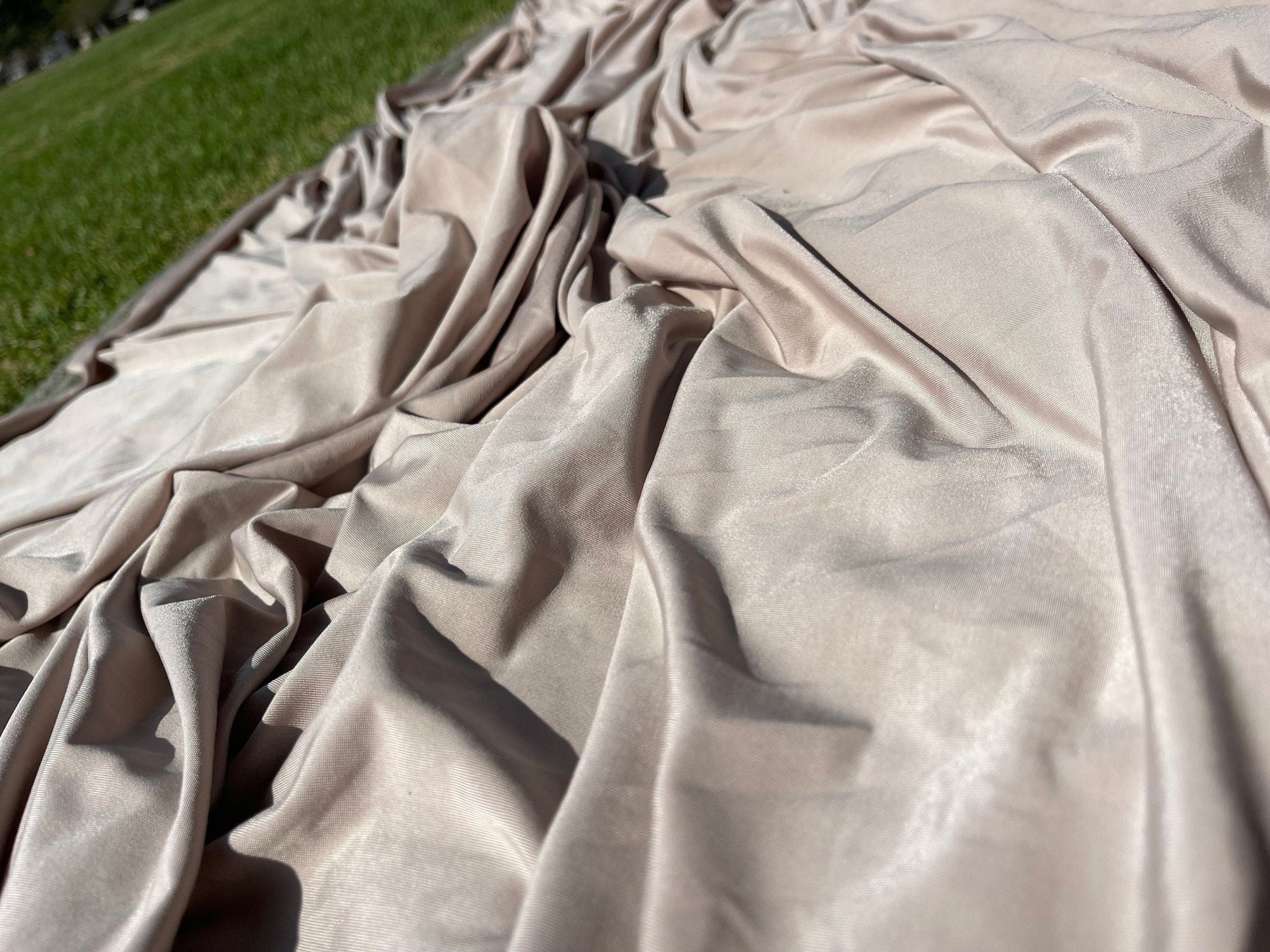 Taupe Venezia Spandex Fabric by Yard, Nude 4 Way Stretch Material for Dress making, Gowns Dance Wear, Swimsuit Fabric Arch Event Decoration - from Gala Textile