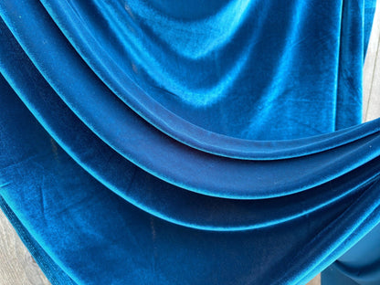 Teal Luxury Velvet Fabric Stretch by Yard Blue Velvet Material For Dresses, Clothes, Scrunchies, Bows, Backdrops, Drapes, Baby Shower Fabric - from Gala Textile