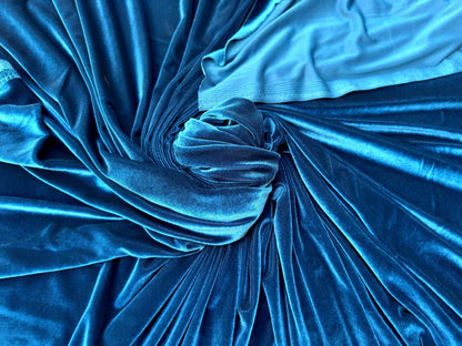 Teal Luxury Velvet Fabric Stretch by Yard Blue Velvet Material For Dresses, Clothes, Scrunchies, Bows, Backdrops, Drapes, Baby Shower Fabric - from Gala Textile