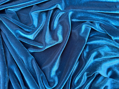 Teal Luxury Velvet Fabric Stretch by Yard Blue Velvet Material For Dresses, Clothes, Scrunchies, Bows, Backdrops, Drapes, Baby Shower Fabric - from Gala Textile