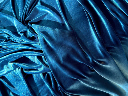 Teal Luxury Velvet Fabric Stretch by Yard Blue Velvet Material For Dresses, Clothes, Scrunchies, Bows, Backdrops, Drapes, Baby Shower Fabric - from Gala Textile