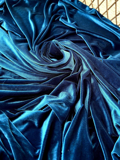 Teal Luxury Velvet Fabric Stretch by Yard Blue Velvet Material For Dresses, Clothes, Scrunchies, Bows, Backdrops, Drapes, Baby Shower Fabric - from Gala Textile