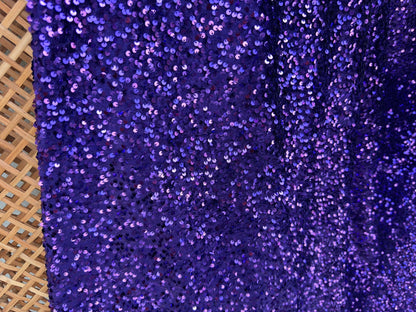 Violet Sequins on Stretch Velvet Fabric, Luxury Violet Sequined Fabric by the yard for Dresses Gowns, Bows, Dance Wear, 2 Way Stretch Velvet - from Gala Textile