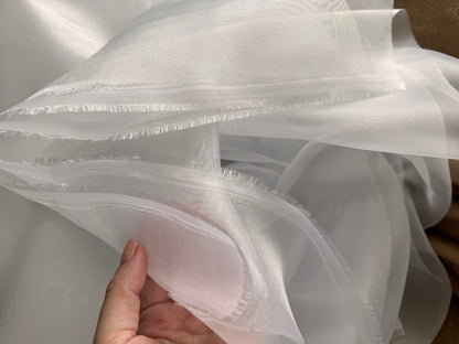 White Crystal Organza Fabric Sold by Yard, Lightweight Sheer Shiny for Bridal Apparel, Gowns Premium Quality White Organza Bows Fabric DYI - from Gala Textile