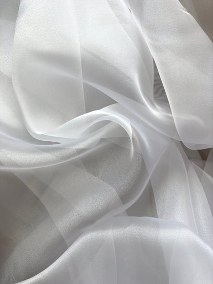 White Crystal Organza Fabric Sold by Yard, Lightweight Sheer Shiny for Bridal Apparel, Gowns Premium Quality White Organza Bows Fabric DYI - from Gala Textile