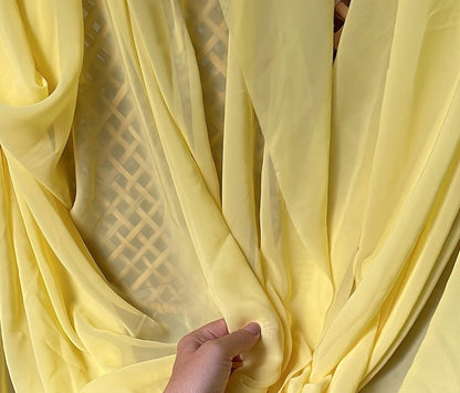 Yellow Chiffon Fabric By The Yard , Yellow Bridal Fabric, Bridal Chiffon, Sheer Fabric Light Weight Yellow Chiffon Fabric for Dress Veil - from Gala Textile