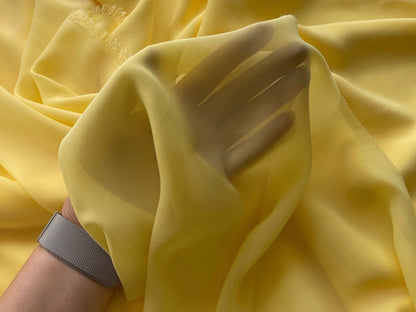 Yellow Chiffon Fabric By The Yard , Yellow Bridal Fabric, Bridal Chiffon, Sheer Fabric Light Weight Yellow Chiffon Fabric for Dress Veil - from Gala Textile